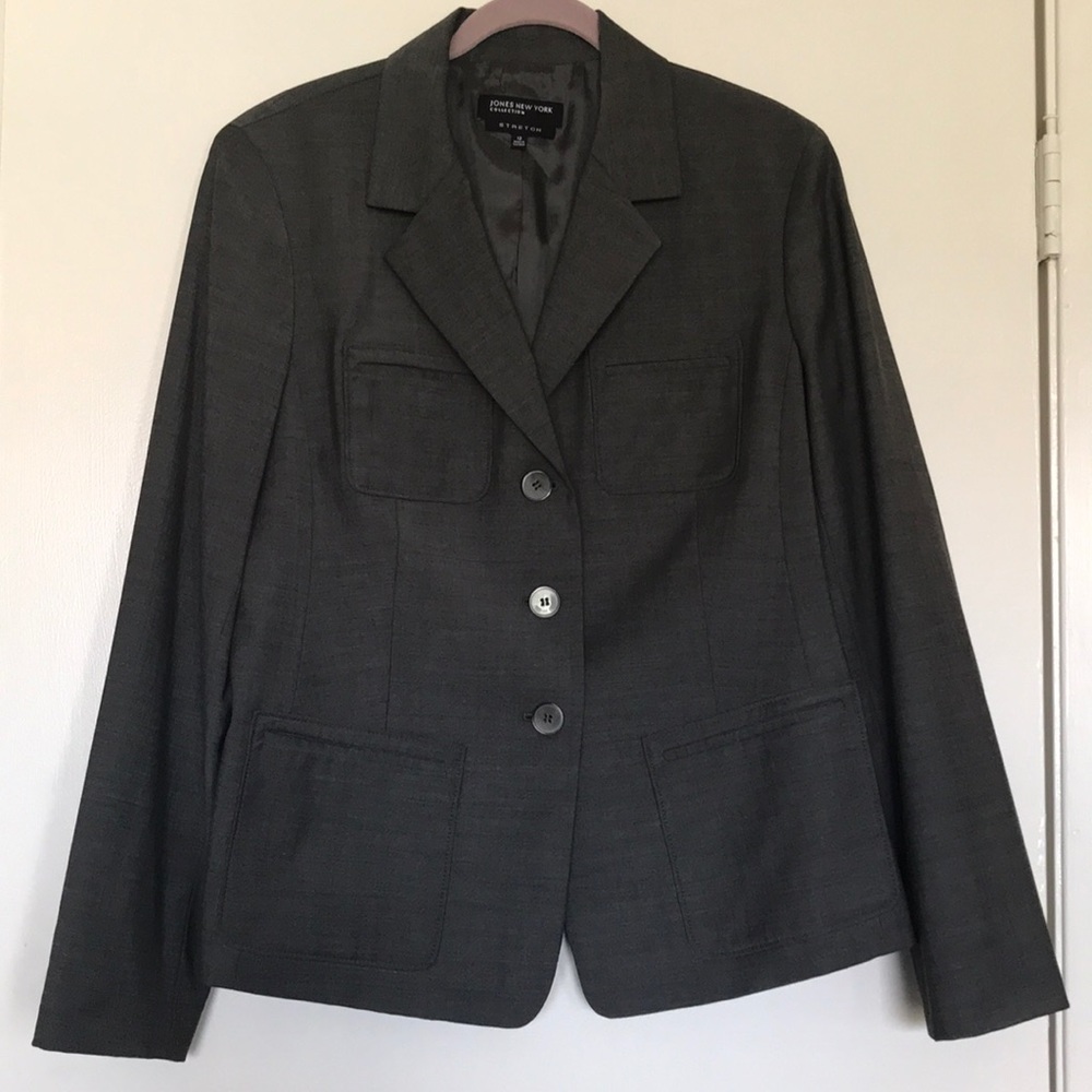 Jones New York Collection Stretch Gray Blazer